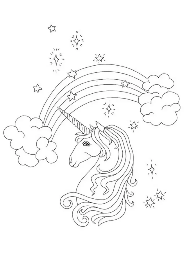 Coloriage Tête De Licorne Arc En Ciel - Licorne à imprimer