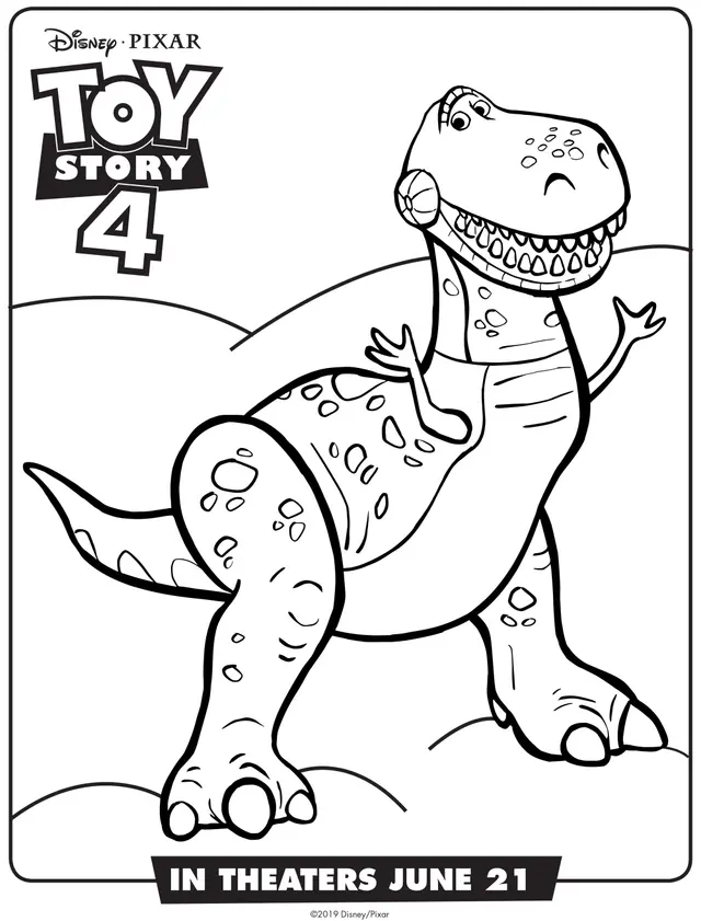 Coloriage Toy Story 4 Rex - Toy story à imprimer