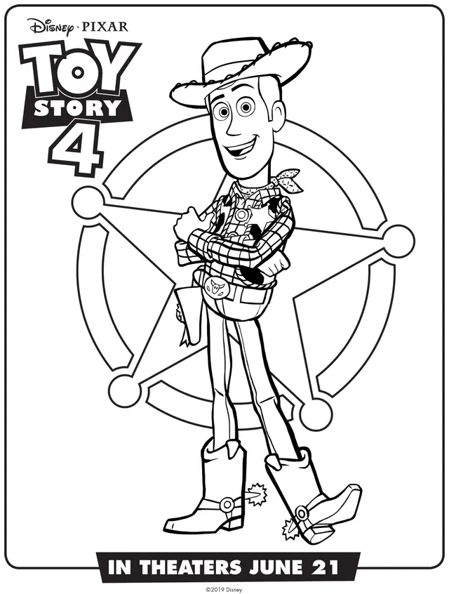 Coloriage Toy Story 4 Woody - Toy story à imprimer