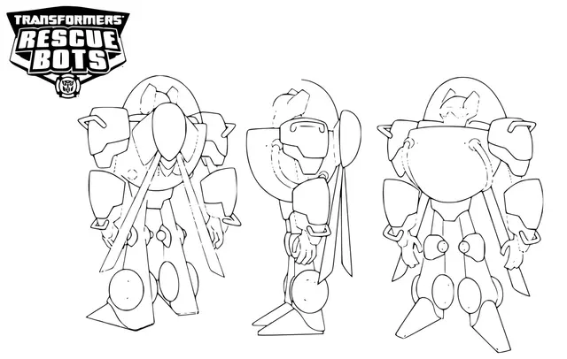 Coloriage Transformers Rescue Bots Back Front And Side View - Transformers à imprimer