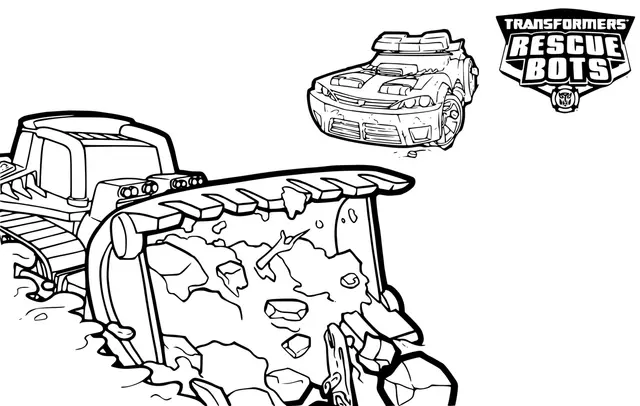 Coloriage Transformers Rescue Bots Boulder And Chase Working - Transformers à imprimer
