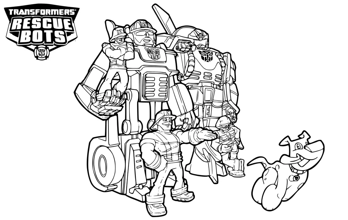 Kleurplaat Transformers Rescue Bots personages kleurplaten om te printen