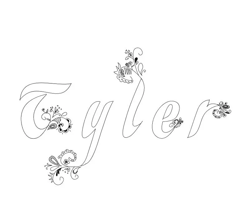 Coloriage Tyler - Prénom à imprimer