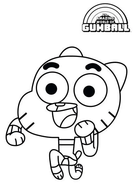 Coloriage Un Chat Bleu Toujours Heureux - Gumball à imprimer