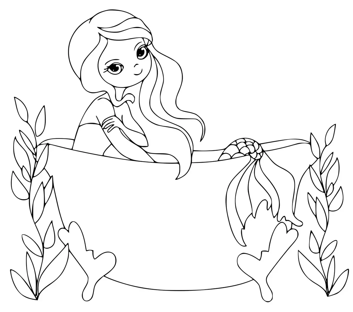 Coloriage Une Sirène Dans Une Baignoire - Sirène à imprimer