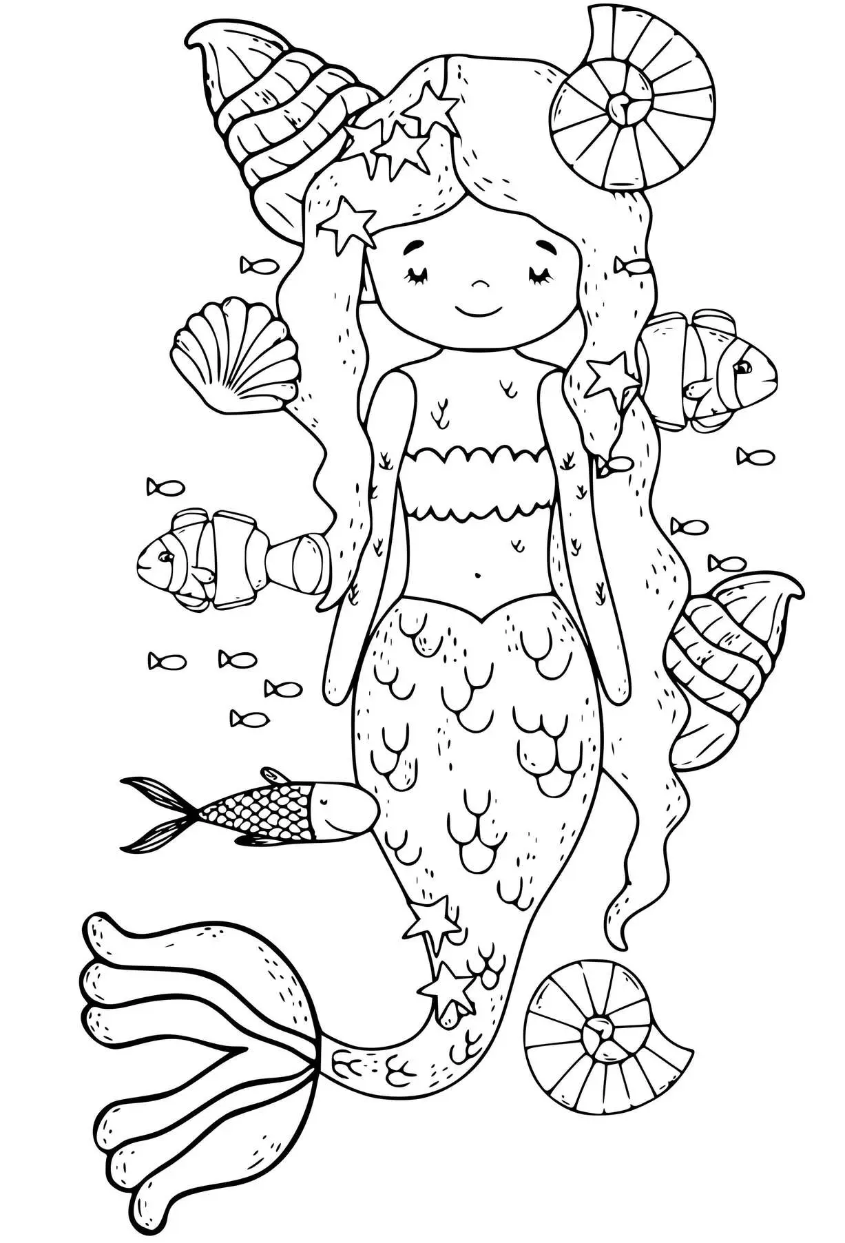 Coloriage Une Sirène Silencieuse Se Detend Après Une Séance De Yoga - Sirène à imprimer