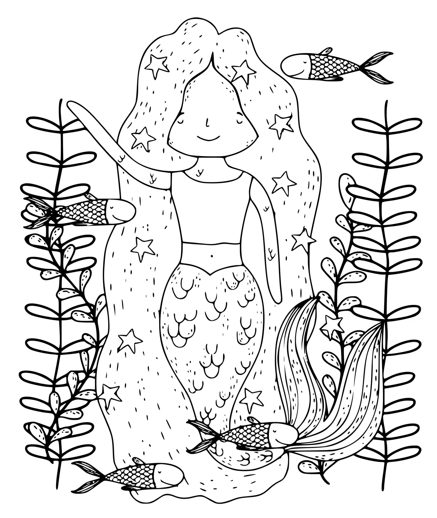 Coloriage Une Sirène Utile Dans L'Ocean - Sirène à imprimer