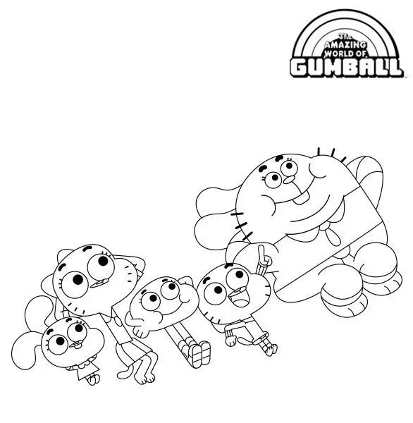 Coloriage Une Super Famille - Gumball à imprimer