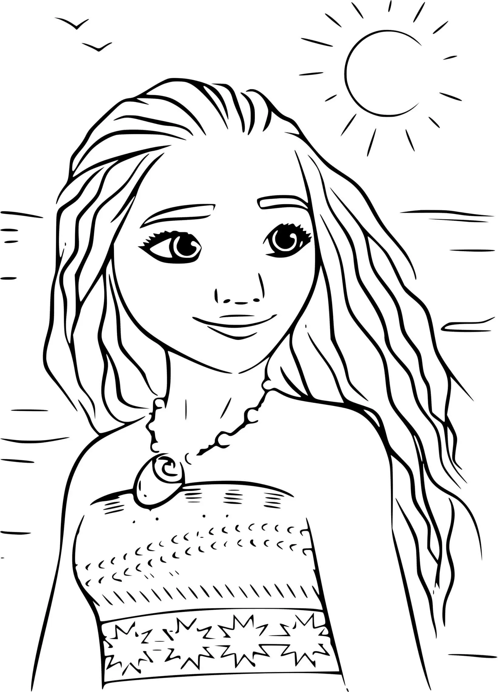 Coloriage Vaiana navigatrice de l'océan Pacifique - Princesse disney à imprimer