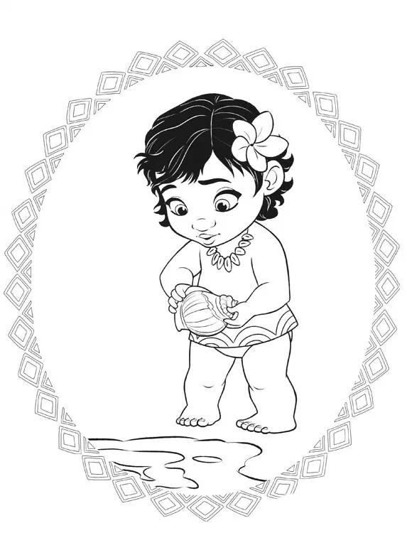 Coloriage Vaiana Waialiki Bébé - Vaiana à imprimer
