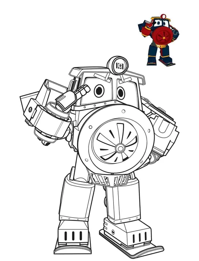 Coloriage Victor Robot Train - Robot à imprimer