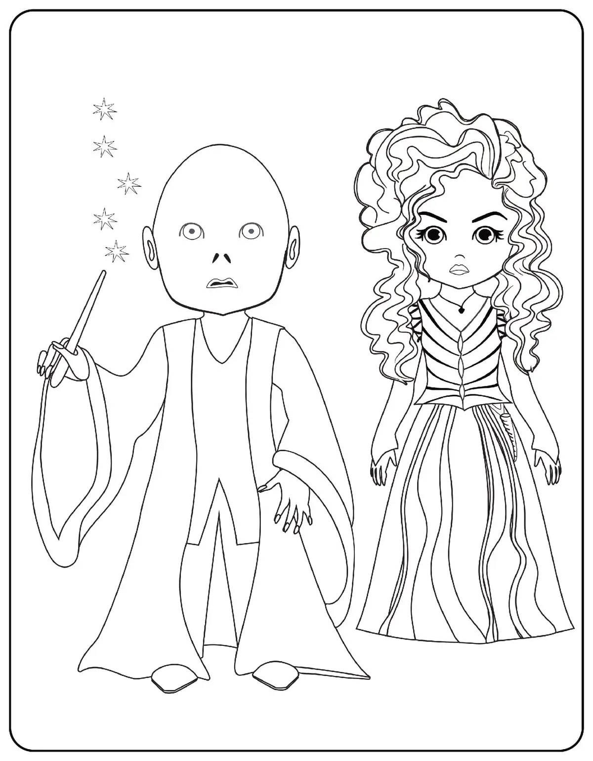 Coloriage Voldemort And Bellatrix - Harry potter à imprimer