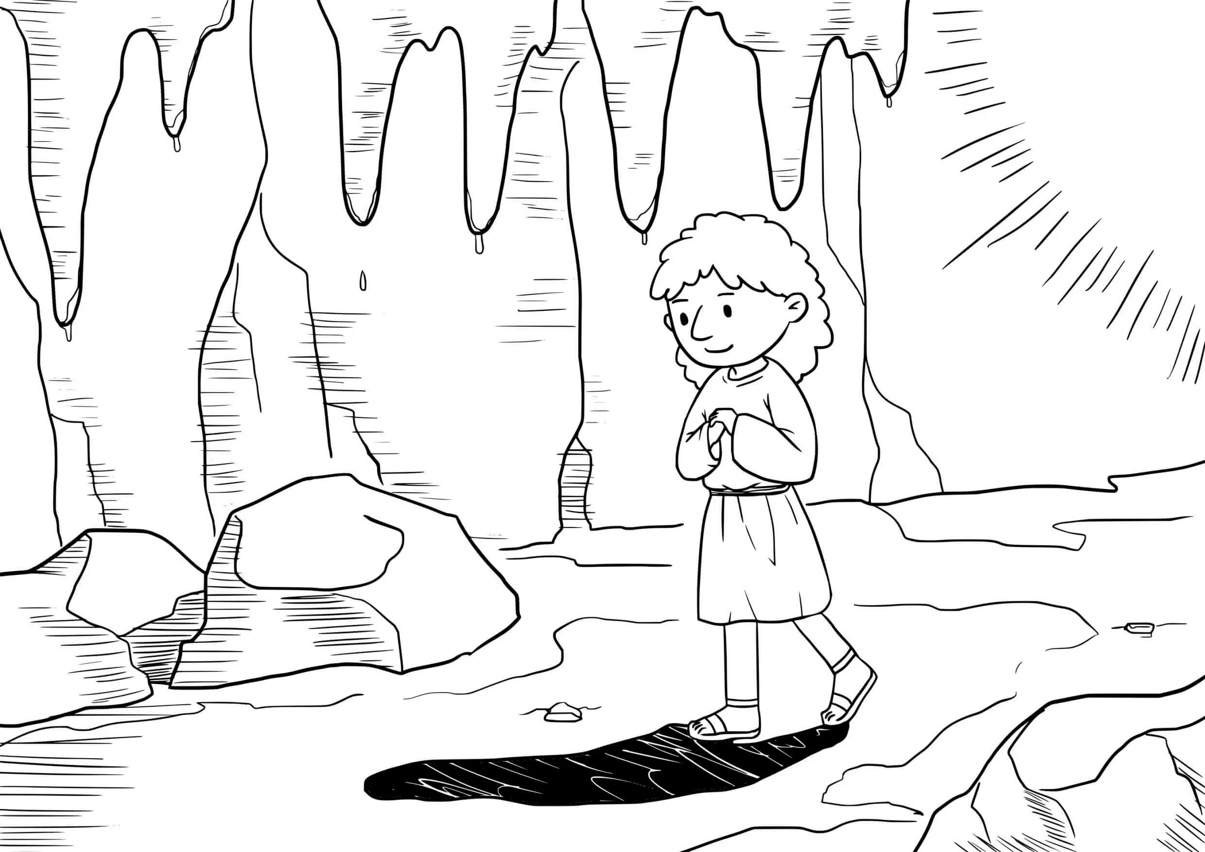 Coloriage Le bon berger et ses brebis fidèles - Jésus à imprimer