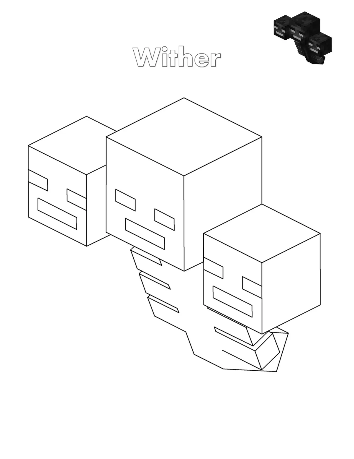 Wither Minecraft coloring page to print