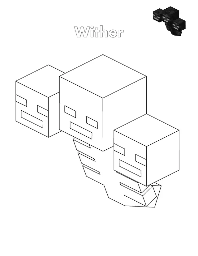 Coloriage Wither Minecraft - Minecraft à imprimer