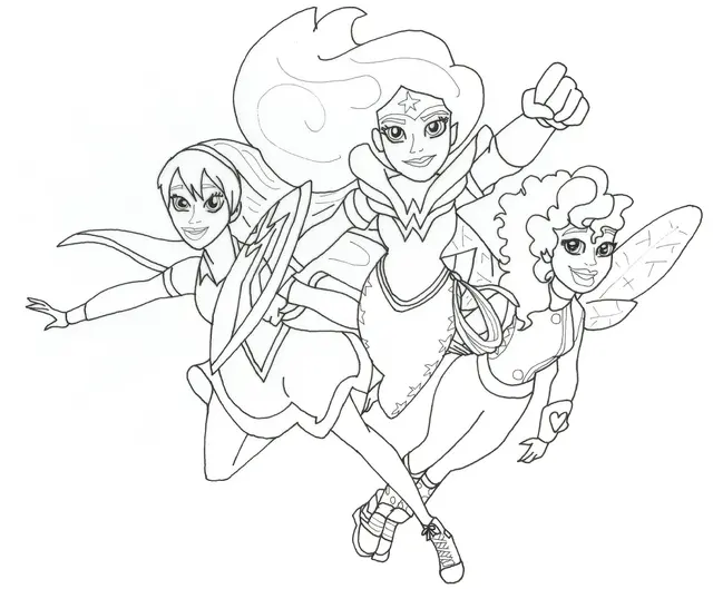 Coloriage Wonder Woman And Friends Super Hero Girls - DC Super Hero Girls à imprimer