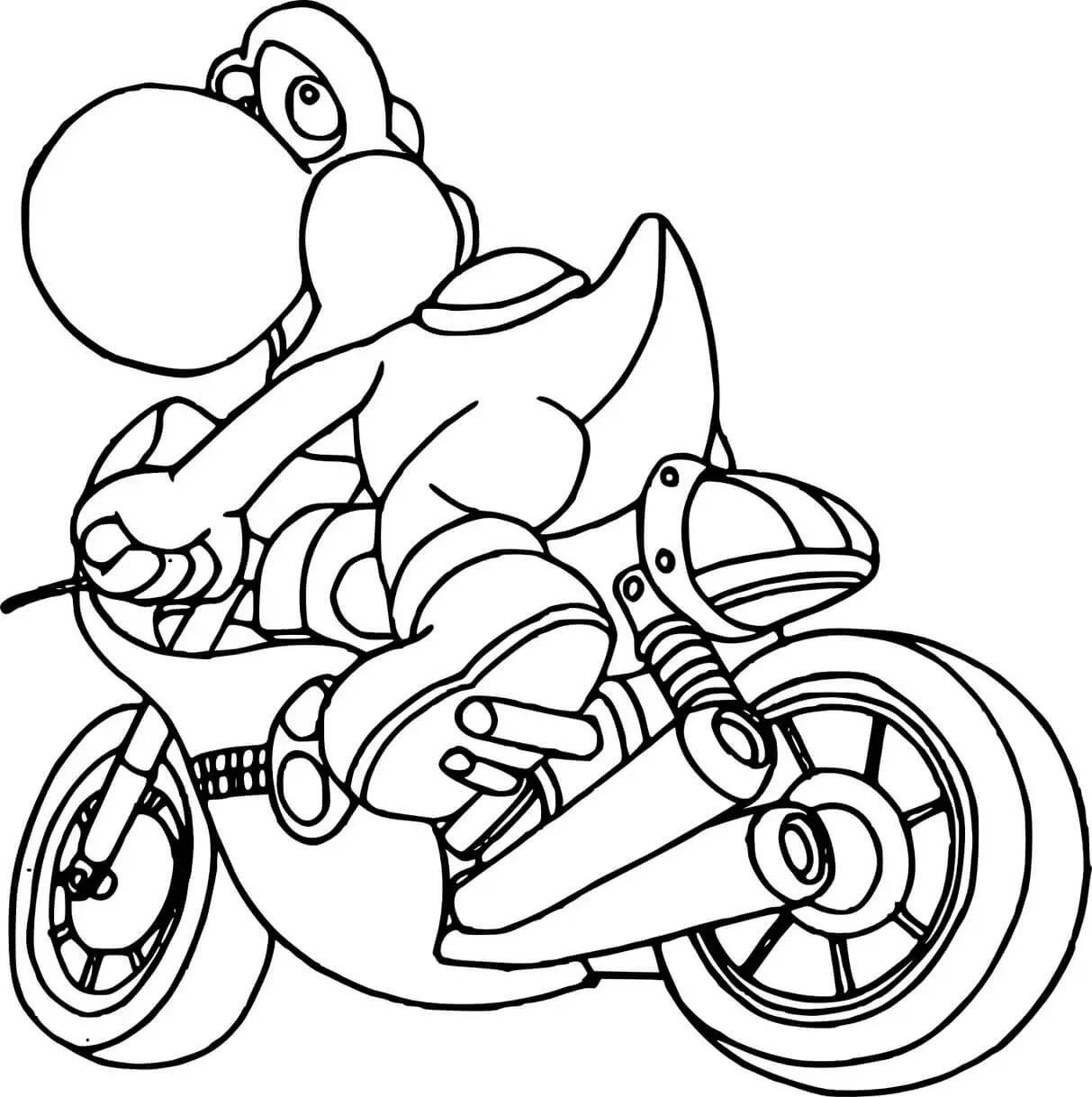 Coloriage Yoshi En Moto - Yoshi à imprimer