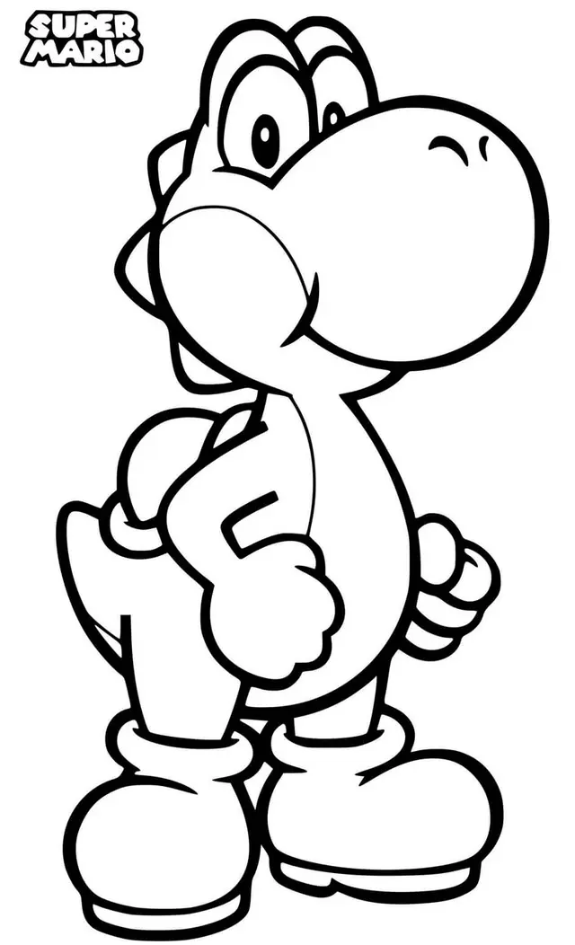Coloriage Yoshi Reptile De Couleur Vert - Yoshi à imprimer