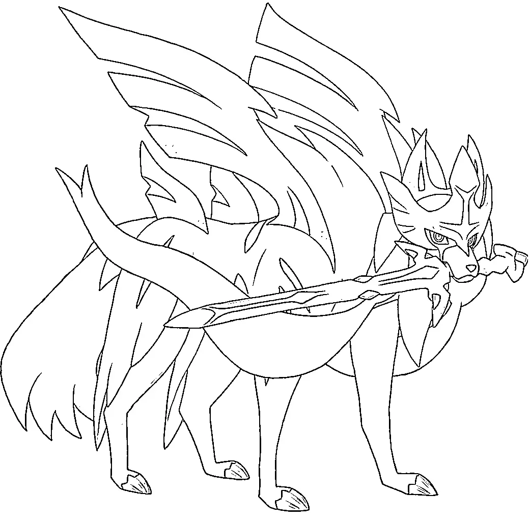 Zacian Shining Blade Legendary Pokémon coloring page to print