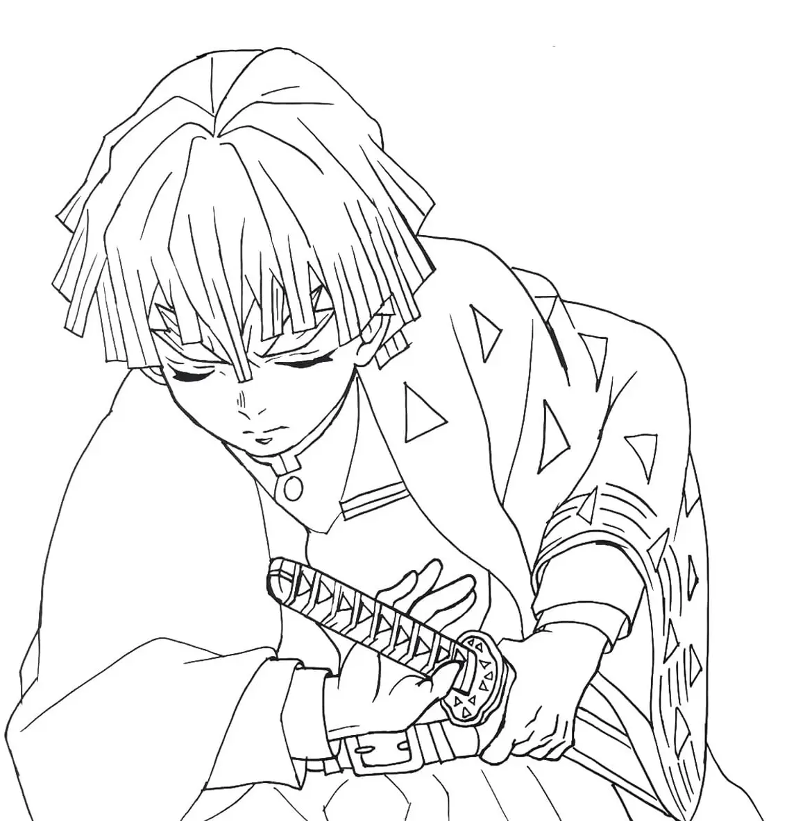 Coloriage Zenitsu Agatsuma Zen Démon Slayer - Demon slayer à imprimer
