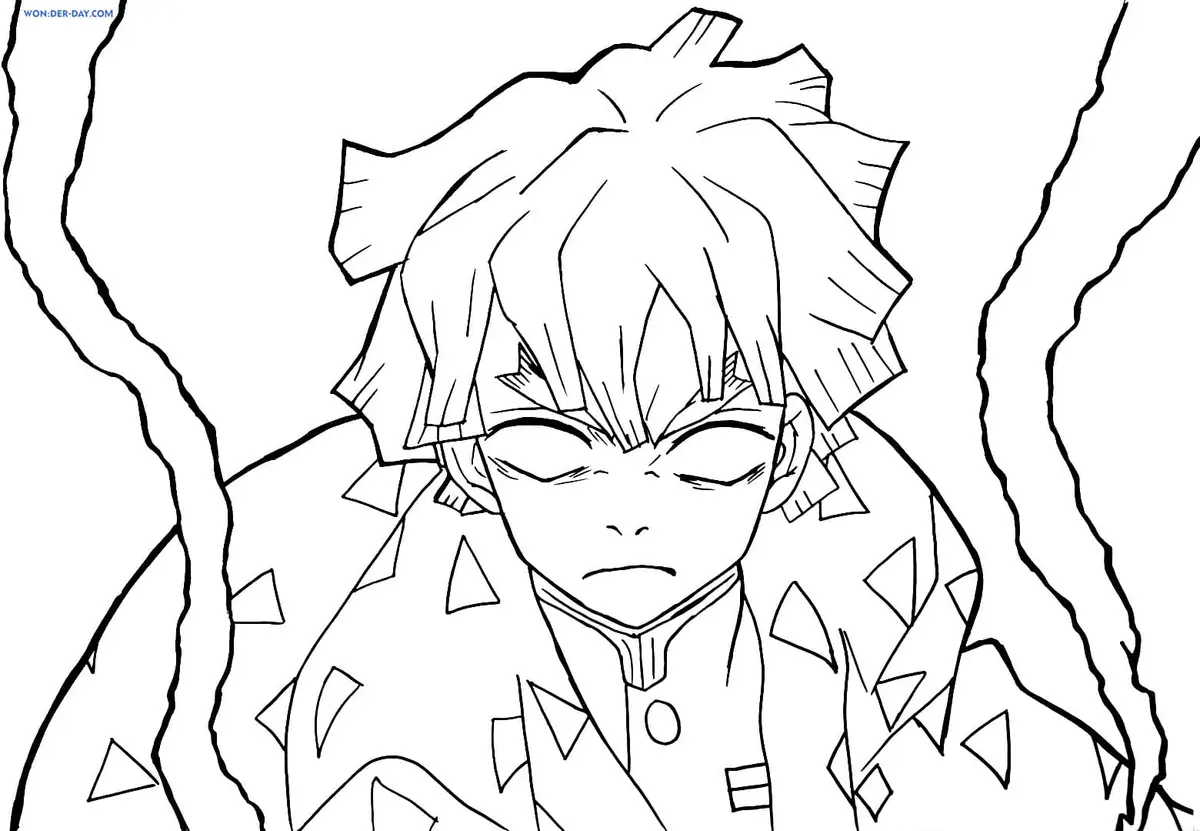 Coloriage Zenitsu Agatsuma Démon Slayer - Demon slayer à imprimer