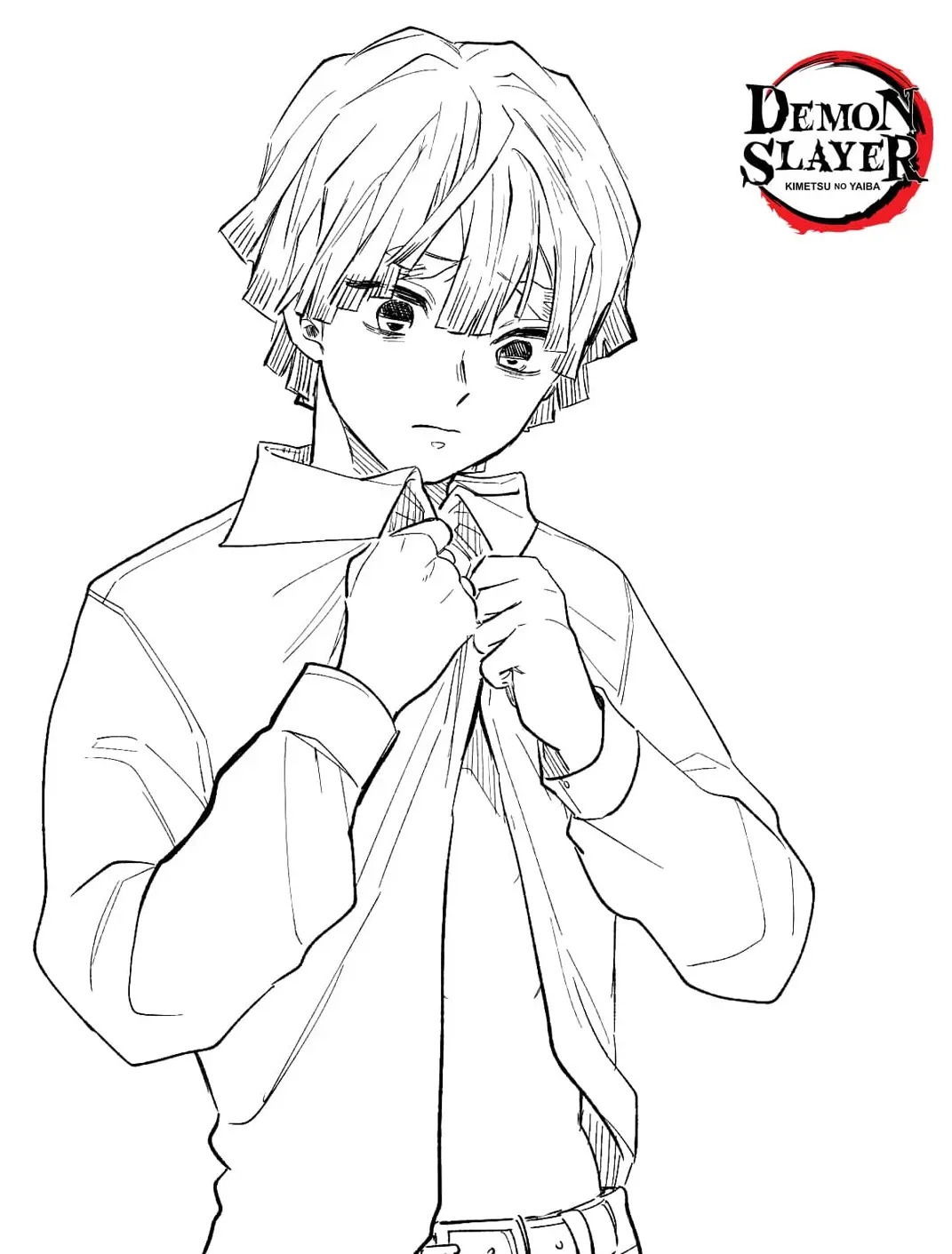 Coloriage Zenitsu In A Shirt Démon Slayer - Demon slayer à imprimer
