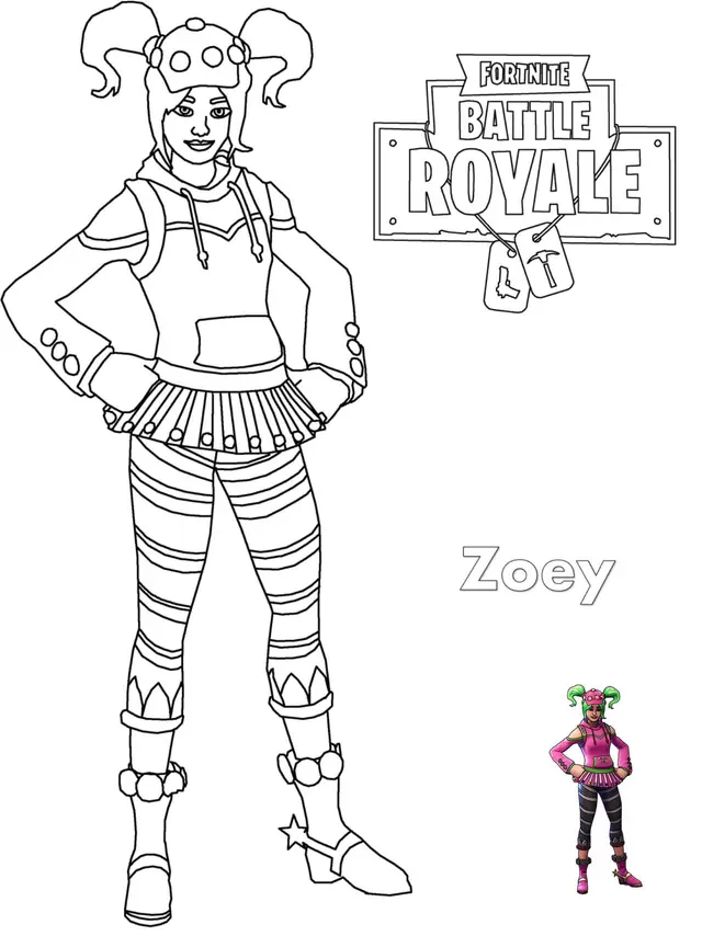 Coloriage Zoey Fortnite Girl - Fortnite à imprimer