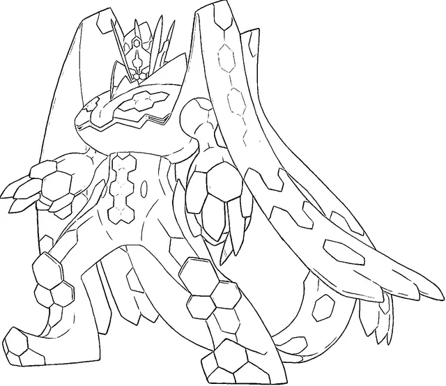 Zygarde Complete Forme – Powerful Dragon coloring page to print