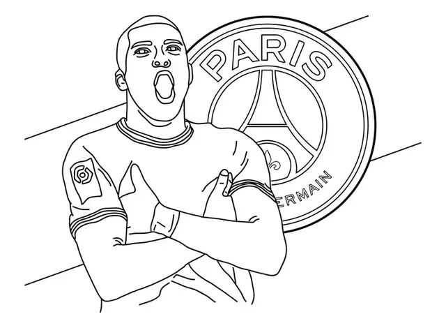 Coloriage Kylian Mbappé sur le terrain - Mbappé à imprimer