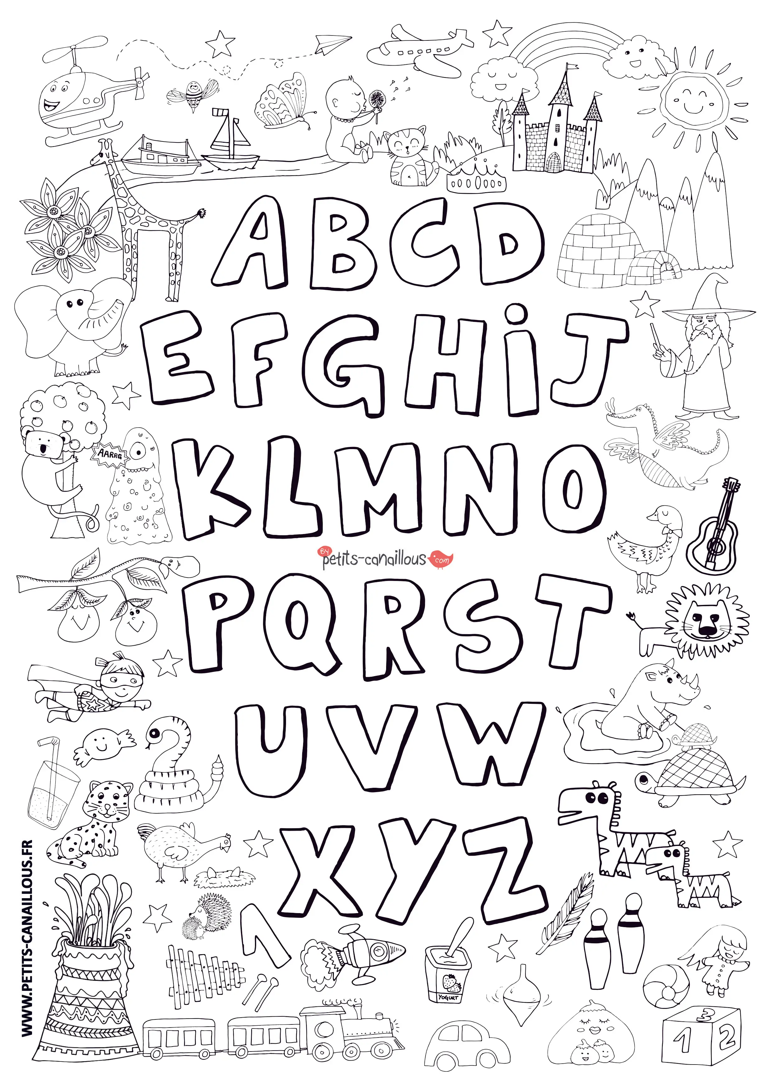 Coloriage Abécédaire Avec Dessins - Alphabet à imprimer