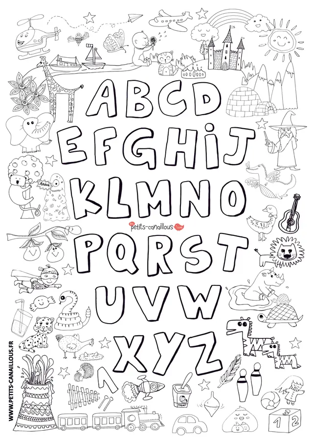 Coloriage Abécédaire Avec Dessins - Alphabet à imprimer
