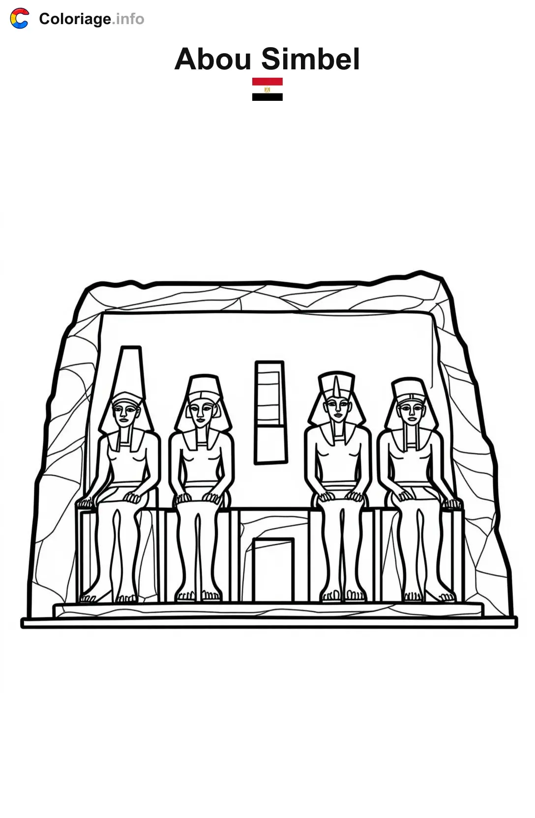 Coloriage Abou Simbel Égypte - Monuments à imprimer