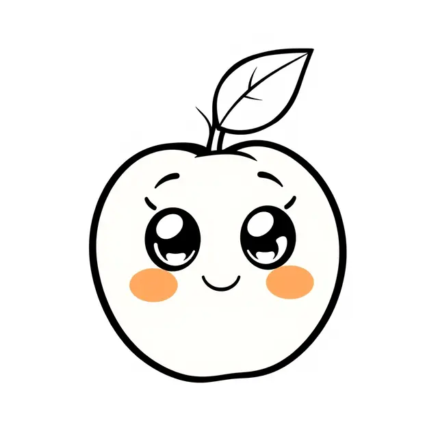 Kawaii Apricot Fruit coloring page to print