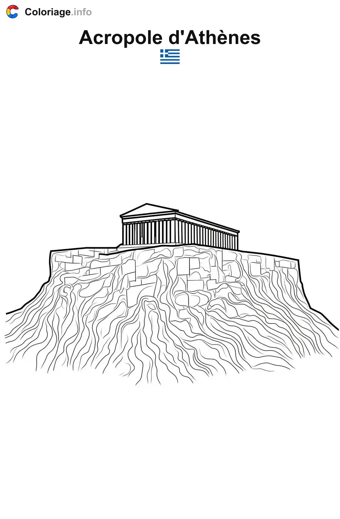 Coloriage Acropole d'Athènes Grèce - Monuments à imprimer