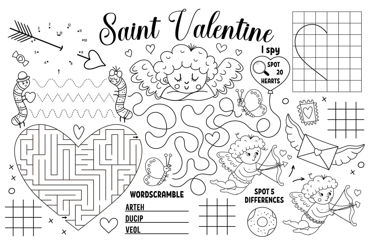 Kleurplaat Valentijnsdag Activiteit voor Kleuters – Februari om te printen