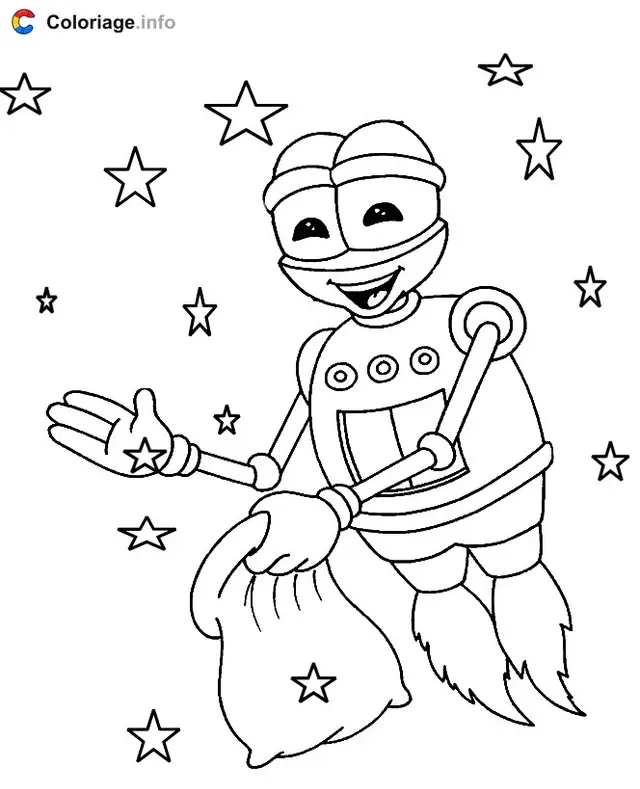 Desenho de Adibou mágico com sua bolsa de estrelas para colorir