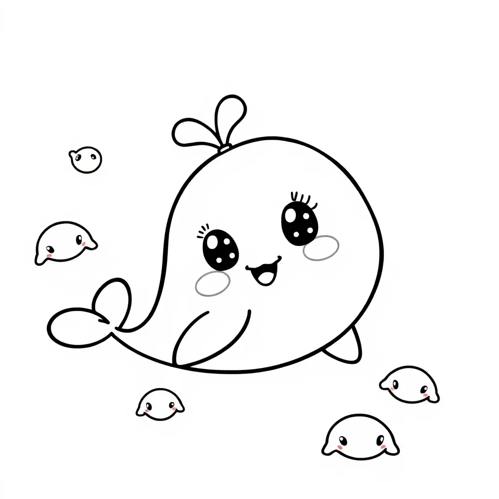 Coloriage Adorable Baleine Facile - Baleine à imprimer