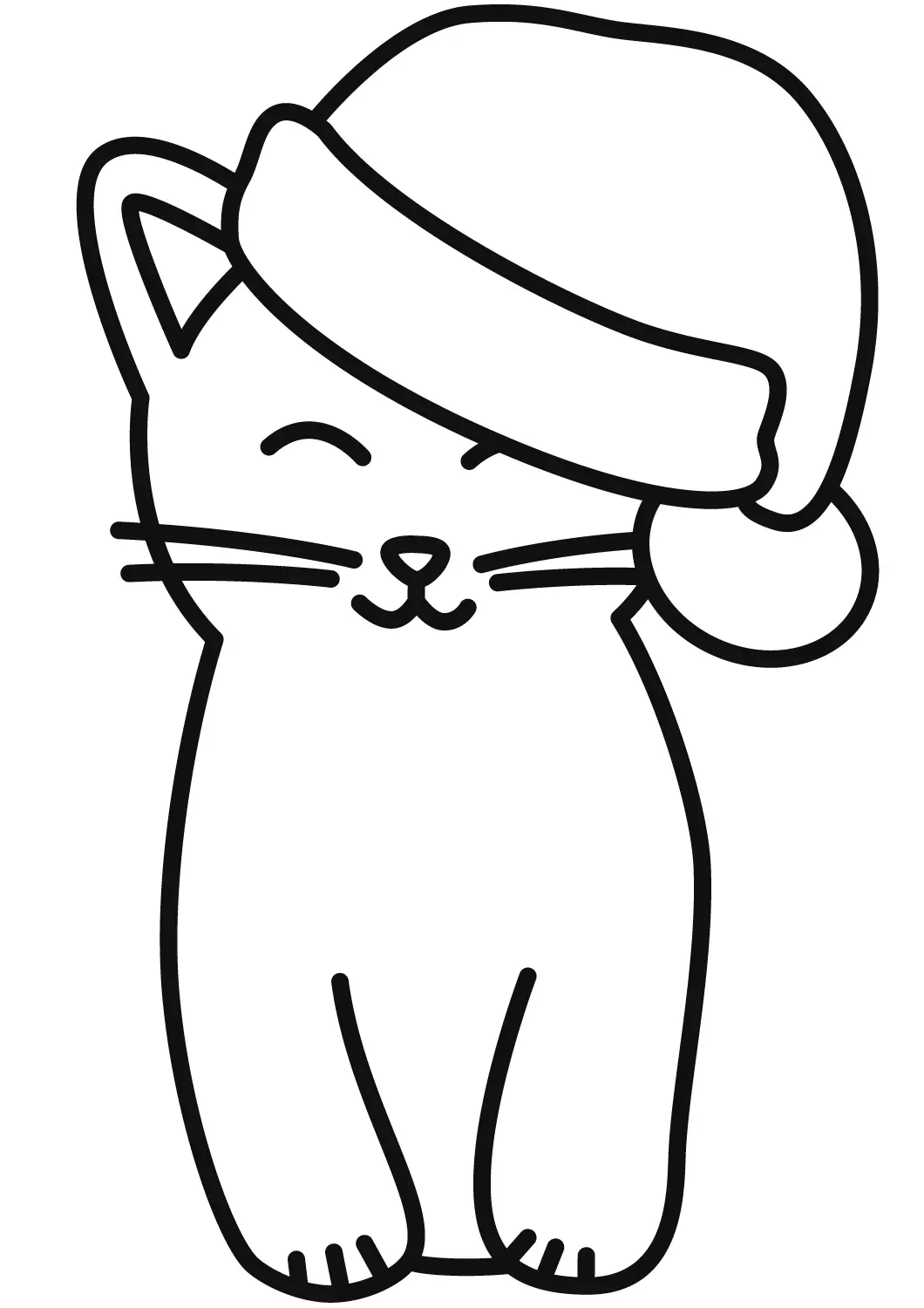 Coloriage Adorable Chaton De Noël - Noël à imprimer
