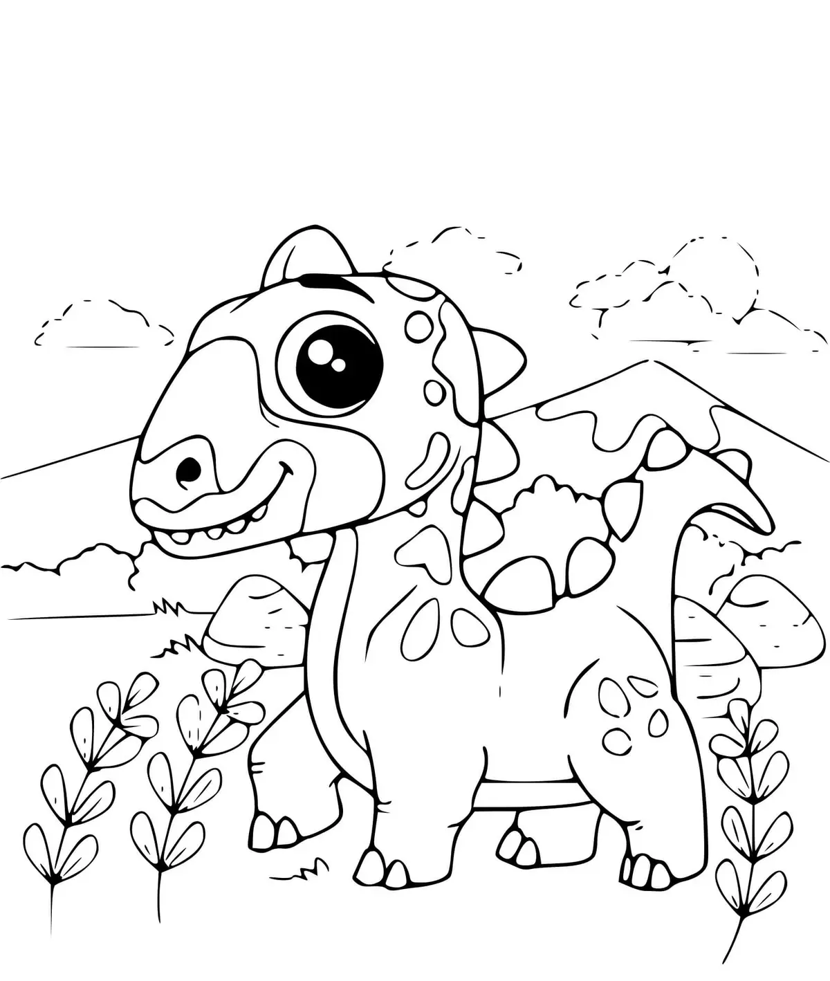 Adorable Easy Dinosaur coloring page to print