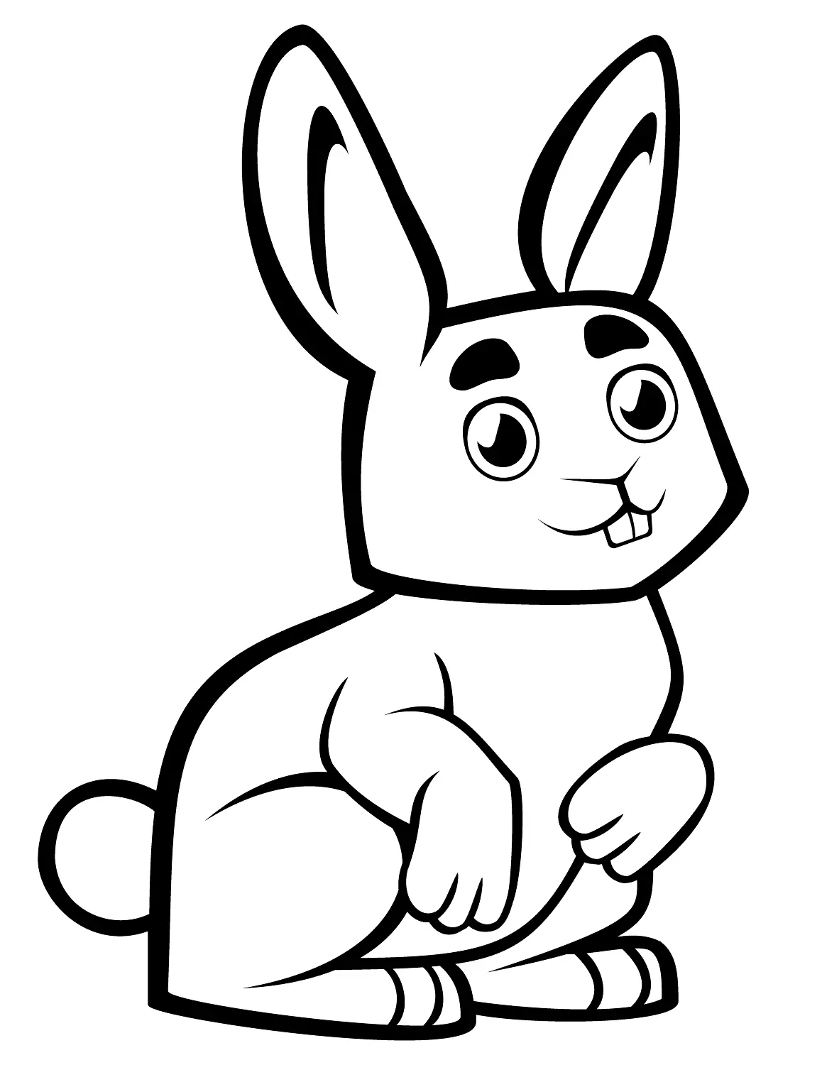 Coloriage Adorable Lapin Avec De Belles Dents - Lapin à imprimer