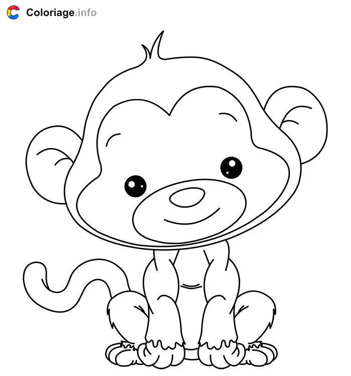 Cute Little Monkey for Kids coloring page to print
