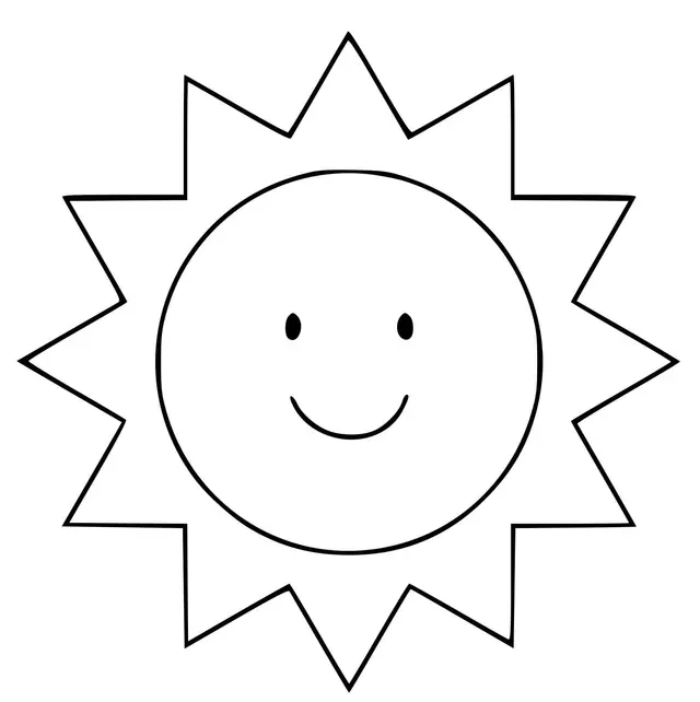 Coloriage Adorable Soleil Souriant - Soleil à imprimer