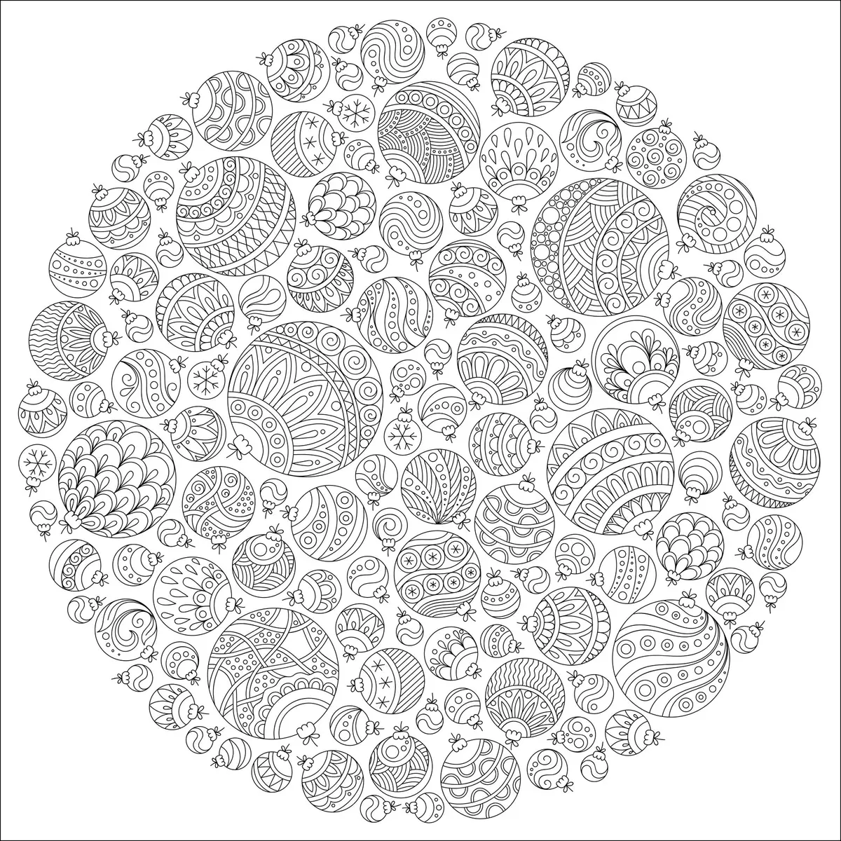 Christmas Ornament Mandala for Adults coloring page to print