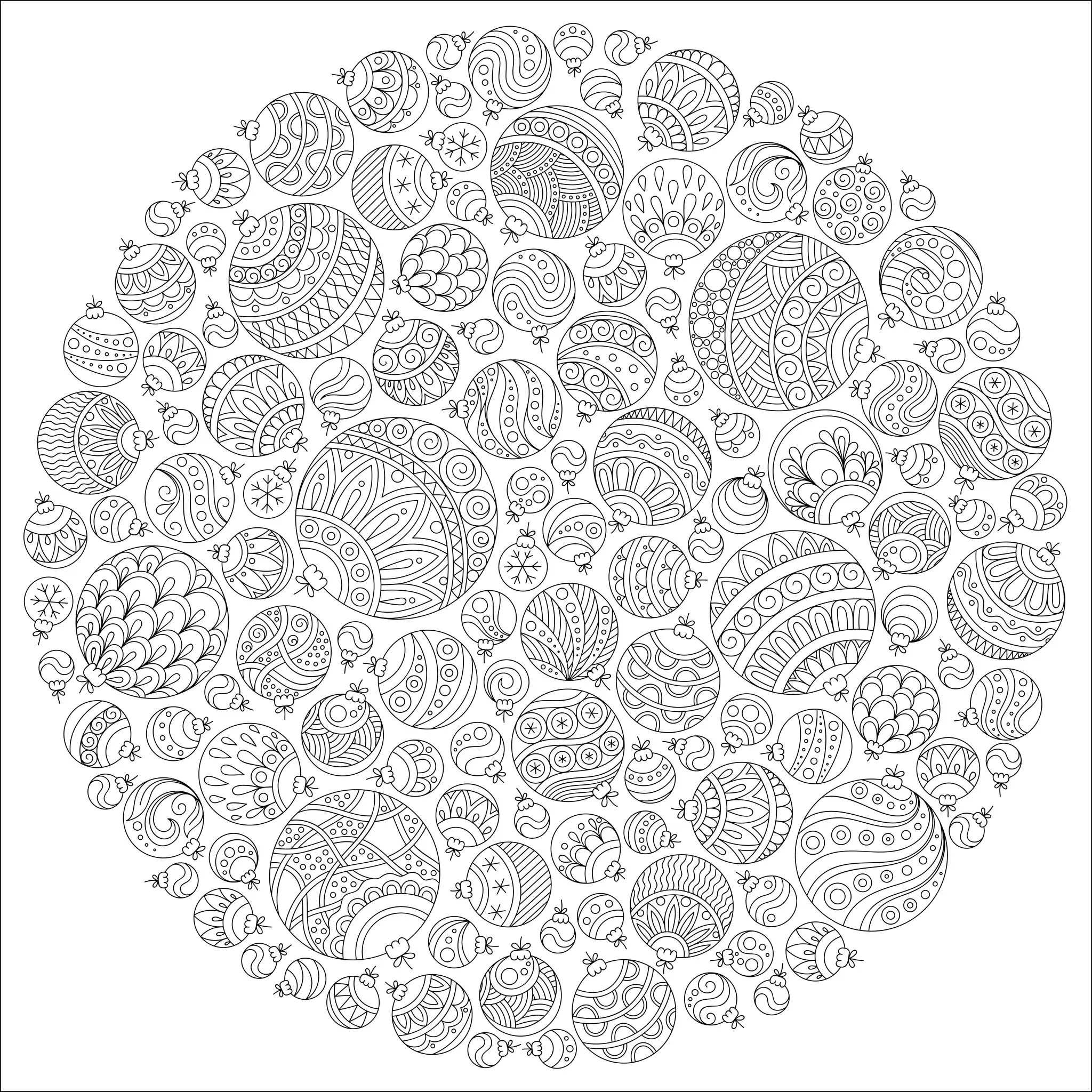 Coloriage Boules de Noël Mandala Adulte - Noël adulte à imprimer