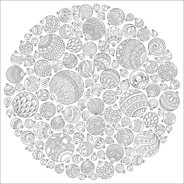 Coloriage Boules de Noël Mandala Adulte - Noël adulte à imprimer