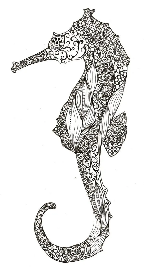 Coloriage Adult Ocean Zentangle Anti Stress - Adulte à imprimer