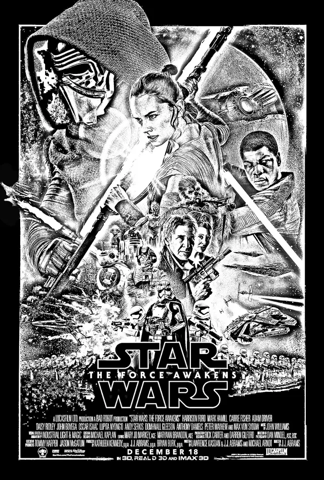Coloriage Adulte Affiche Star Wars Réveil De La Force - Star wars à imprimer