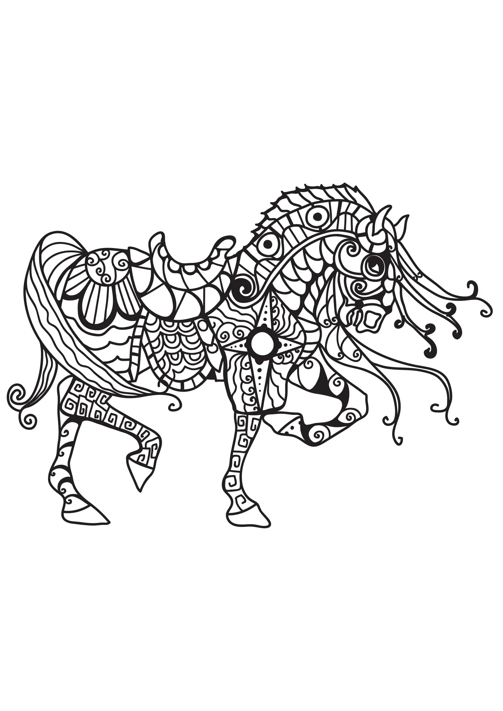 Coloriage Cheval majestueux coloriage anti-stress - Adulte cheval à imprimer
