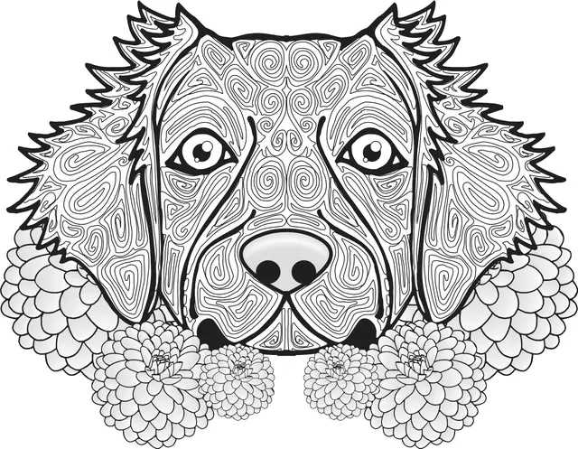 Coloriage Adulte Chien Dog Animal - Adulte animaux à imprimer
