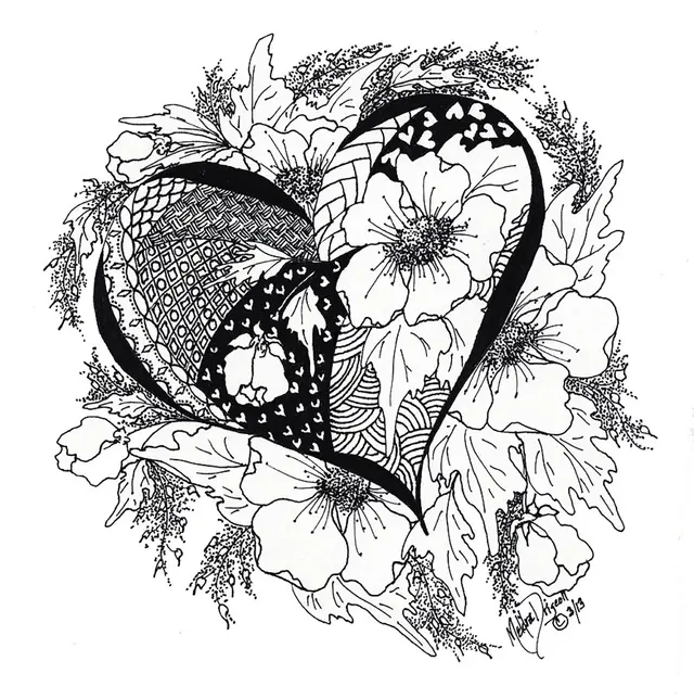 Coloriage Cœur en mandala fleuri pour adultes - Saint-Valentin à imprimer